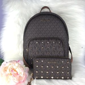 Michael Kors Erin studs backpack matching wallet
